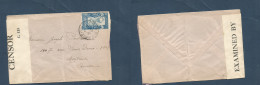 FRC - St. Pierre Miquelon. 1945 (21 Dec) St. Pierre - Canada, Montreal. Single 1,50 Fr Fkd Censored WWII Envelope + Labe - Otros & Sin Clasificación