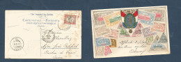 FRC - Somali Coast. 1908 (21 Jan) Djibouti - Switzerland, Coppet (2 Febr) Fkd Ppc (local Color Stamps) 10c Rose Tied Cds - Other & Unclassified