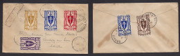 FRC - Cameroun. 1945 (23 Jan) Doula - Sarthe, France. Air Multifkd France Libre Issue Envelope , Tiend Cds High Values T - Autres & Non Classés