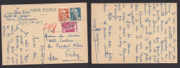 France - Stationary. 1949 (27 July) Dijon - Vichy. 5fr Marianna + 2 Adtls Stat Card, Tied Cds. Fine Used. XSALE. - Autres & Non Classés