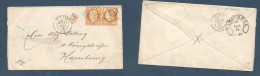 FRANCE. 1874 (20 May) Le Havre - Germany, Hamburg (22 May) 80c Rate Fkd Env, 40c Orange Pair, Tied "1769" Dots. Fine. Re - Autres & Non Classés