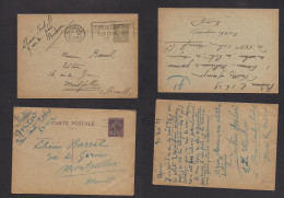 France - Stationary. 1929. Bordeaux - Montpellier. 2 Diff 40c Semeuse Stat Cards Used. Grey And Purple Lilac Colors. Fin - Autres & Non Classés