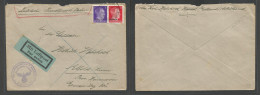 ESTONIA. 1942. Nazi Occup, Hapsal - Hannover, Alfeld, Germany. Hitler Ovptd Air Multifkd Env, With Air Blue Label, Scarc - Estonie