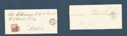 E-PROVINCIAS. 1858 (8 Apr) 48º Ciudad Real, Manzanares - Madrid (9 Abril) Envuelta De Carta Franqueo 4 Cuartos Rojo, Mat - Other & Unclassified