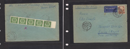 EGYPT. Egypt - Cover - 1959 Germany Fkd Env+taxed+arrival Postage Dues 1mill Green Strip Of Five V Fine Comb. Easy Deal. - Other & Unclassified
