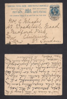 INDIA. 1895 (24 Dec) Monghyr - London, UK. One Anna Ovptd Stat Card. XSALE. - Other & Unclassified
