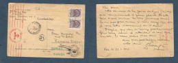 HUNGARY. 1942 (25 Oct) Ozd - France, Romans. Multifkd Dual Censored Card (further Fkg Remove) By Censorship. Scarce. XSA - Otros & Sin Clasificación