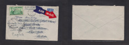 Great Britain - XX. 1949 (10 Nov) Streatham - USA, NYC. Air Fkd Env + Fwded New US 3 Ds. Fine Modern Comb. XSALE. - ...-1840 Vorläufer