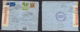 Great Britain - XX. 1942 (11 Sept) London - Uruguay, Montevideo (Sept 26) Air Censored Multifkd Env 3sh 6d Env Incl 2/6s - ...-1840 Precursori