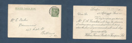 Great Britain - XX. 1923 (10 Apr) Perfin WFBT Willows, Francis Butler Thomson Fkd. Local London Fkd Card Tied Ring Grill - ...-1840 Vorläufer