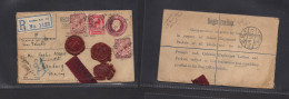 Great Britain - Stationery. 1924 (15 Febr) London EC14 - Germany, Hamburg. Registered Insured 10 GBP 4 1/2d Lilac Stat E - ...-1840 Préphilatélie