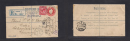 Great Britain - Stationery. 1921 (13 Dec) Grimsby - Germany, Gotha (16 Dec) Registered 2d Red Stat Env + Adtl Cds. Fine. - ...-1840 Precursori