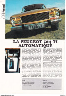 2 Feuillets De Magazine, Peugeot 504 Ti 1973 & 504 L - Automobili