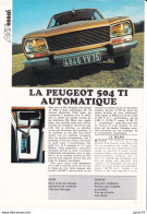 2 Feuillets De Magazine, Peugeot 504 Ti 1973 & 504 L - Coches