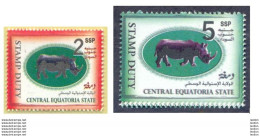 SOUTH SUDAN Short Set 2 & 5 SSP Revenue / Fiscal Stamp Central Equatoria State RHINO Timbres Fiscaux Soudan Du Sud RARE! - Sudan Del Sud