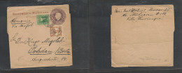 MEXICO. Mexico Cover - 1913 Stat Wcomplete Wrapper Mixcoac To Berlin Germany 1c Stat+ Two Adtls, Vf XSALE. - Mexique