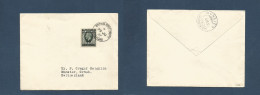MARRUECOS - British. 1937 (29 June) Larache - Switzerland, Munster (4 July) Single 40c Ovptd Issue Fkd Env, Spanish Curr - Morocco (1956-...)