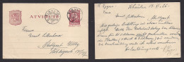LITHUANIA. 1926 (18 Oct) Siauliai - Germany, Stuttgart. 15c Brown Stat Card. Fine Used. XSALE. - Litauen