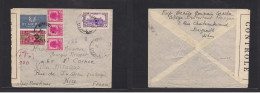 LEBANON. 1945 (19 Apr) Beyrouth - France, Nice. Air Censored Multifkd Env Incl Ovptd Issue. Fine. XSALE. - Libano