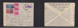 LEBANON. 1945 (19 Apr) Beyrouth - France, Nice. Air Censored Multifkd Env Incl Ovptd Issue. Fine. XSALE. - Libanon