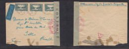 LEBANON. 1941 (14 Apr) Beyrouth - France, Herault. Air WWII Censored Multifkd Env. XSALE. - Liban