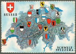 SUISSE - Carte Avec Blasons Des Cantons - St. Anton