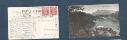 JAPAN. 1929 (23 Aug) Fukuoka - Germany, Mannheim. Multifkd Color Ppc At 6 Sen (3 Sen X 2), Tied Slogan Rolling Cachets.  - Otros & Sin Clasificación
