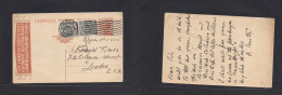 ITALY - Stationery. 1922 (20 May) Roma - UK, London. Illustr 30c Stat Card + Rolling Cachet + Adtls. XSALE. - Unclassified