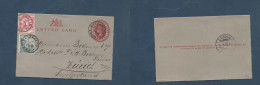 SOUTH AFRICA. 1896 (4 May) CGH. Post Elisabeth - Switzerland (24 May) 1d Red Stat Lettersheet + 2 Adtls. XF. XSALE. - Andere & Zonder Classificatie