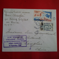 LETTRE PARIS SHANGHAI PREMIER LIAISION PARIS PAR AVION BOEING - Cartas & Documentos