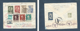 Portugal - XX. 1940 (21 Oct) Porto - Germany, Freiburg. Air Multifkd Env, Mixed Commemorative + Rouland Hill Issue. Nazi - Other & Unclassified