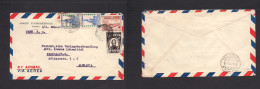 PERU. 1950 (Sept 23) Piura - Germany, Stuttgart Air Multifkd Env, Negative Seal "Correos Pine" Fine. XSALE. - Pérou