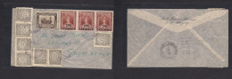 PERU. 1946 (21 Aug) Distrito Pilar - USA, Goshen, NY. Multifkd Mixed Issues Envelope Incl 1945 Ovptd. XSALE. - Pérou
