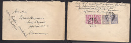 PERSIA. 1928 (28 Oct) Teheran - Germany, Stuttgart. Reverse Multifkd Env. Airmail Transited Endorsement On Front. XSALE. - Irán