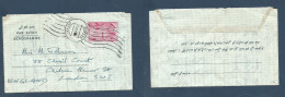 PERSIA. 1958 (23 Aug) Teheran - London, UK. 8p Red Stationary Air Lettersheet, Rolling Cachet. Fine Usage. XSALE. - Iran