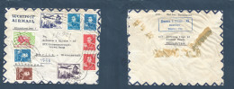 PERSIA. 1959 (21 Apr) Teheran - Germany, Berlin. Air Multifkd Env. Attractive Usage, Rolling Cachet. XSALE. - Irán