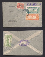 PARAGUAY. 1913 (26 Apr) Asuncion - Germany, Bonningheim, Wurtemberg. Air Multifkd Front And Reverse Env. 10 Pesos Rate.  - Paraguay