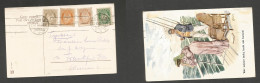 NORWAY. 1908 (20 June) Bergen - Germany, Frankfurt. Tetra Color Litho Illustrated Ppc Rolling Cachet. VF. XSALE. - Other & Unclassified