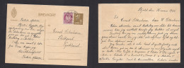 NORWAY. 1925 (15 March) Skjold - Germany, Stuttgart. 15 Ore Brown Green + Adtl Stat Card. Fine. XSALE. - Andere & Zonder Classificatie