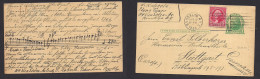 USA - Stationery. 1934 (12 March) Brooklyn - Germany, Stuttgart. Piano Toner G, Kaberle. 1c Green Stat Card + 2c + Adtl  - Otros & Sin Clasificación