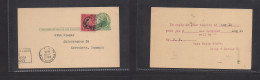 USA - Stationery. 1930 (29 Aug) Providena, RI - Denmark, Cph. 1c Green Stat Card + 2c Red Adtl Perfin "O&B", Tied Oval D - Other & Unclassified