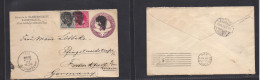 USA - Stationery. 1894 (16 Oct) Naperville, Ill - Germany, Frankfurt (30 Oct) 2c Lilac Colon Stat Env + 2 Adtls. Private - Autres & Non Classés