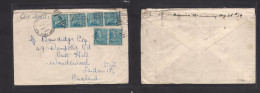 USA - Prexies. 1939 (Aug 21) S. Fco, CA - London, UK. Multifkd 5c Blue Prexie (x6, Incl Stamps Of Four) Airmail. Fine. X - Autres & Non Classés
