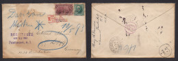 USA. 1893 (11 Apr) Pawtucket, RI - Germany, Leipzig (27 Apr) Registered Multifkd Env 18c Rate Incl. 8c Colon Issue. XSAL - Andere & Zonder Classificatie