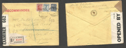 URUGUAY. 1945 (24 Febr) Mont - UK, London. Registered Multifkd WWII Censored Envelope. Fine Tricolor Usage. XSALE. - Uruguay