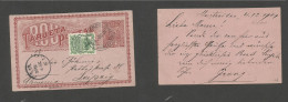URUGUAY. 1901 (4 Dic) Mont - Leipzig, Germany (30 Dic) 2c Brown / Creamish + Adtl Stat Card. VF Used. XSALE. - Uruguay