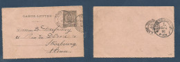 TUNISIA. 1895 (10 April) GPO - Alsace, Strassbourg (13 Apr) 25c Black Lettersheet. Fine Used. XSALE. - Tunesië (1956-...)