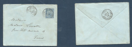 TUNISIA. 1892 (12 Febr) Le Kef - Tunis (13 Febr) Local Circulated 15c Blue Bluish Stat Env Village Cds. Fine. XSALE. - Tunisia