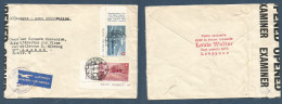 Switzerland - XX. 1947 (9 July) Lausanne - Achen, Germany. Air Multifkd Arrival Allied Censored Envelope. XSALE. - Autres & Non Classés
