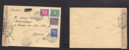 Switzerland - XX. 1945 (11 May) Trogen - France, Hyeres. Pax Multifkd French Censored Env WWII Ending. VF. XSALE. - Other & Unclassified